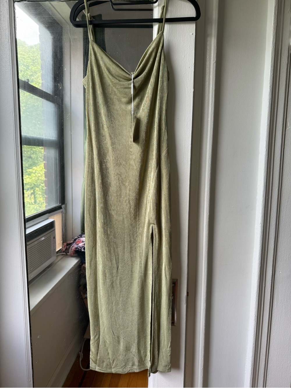 Sage Green Slip Maxi Dress with Cowl Neck